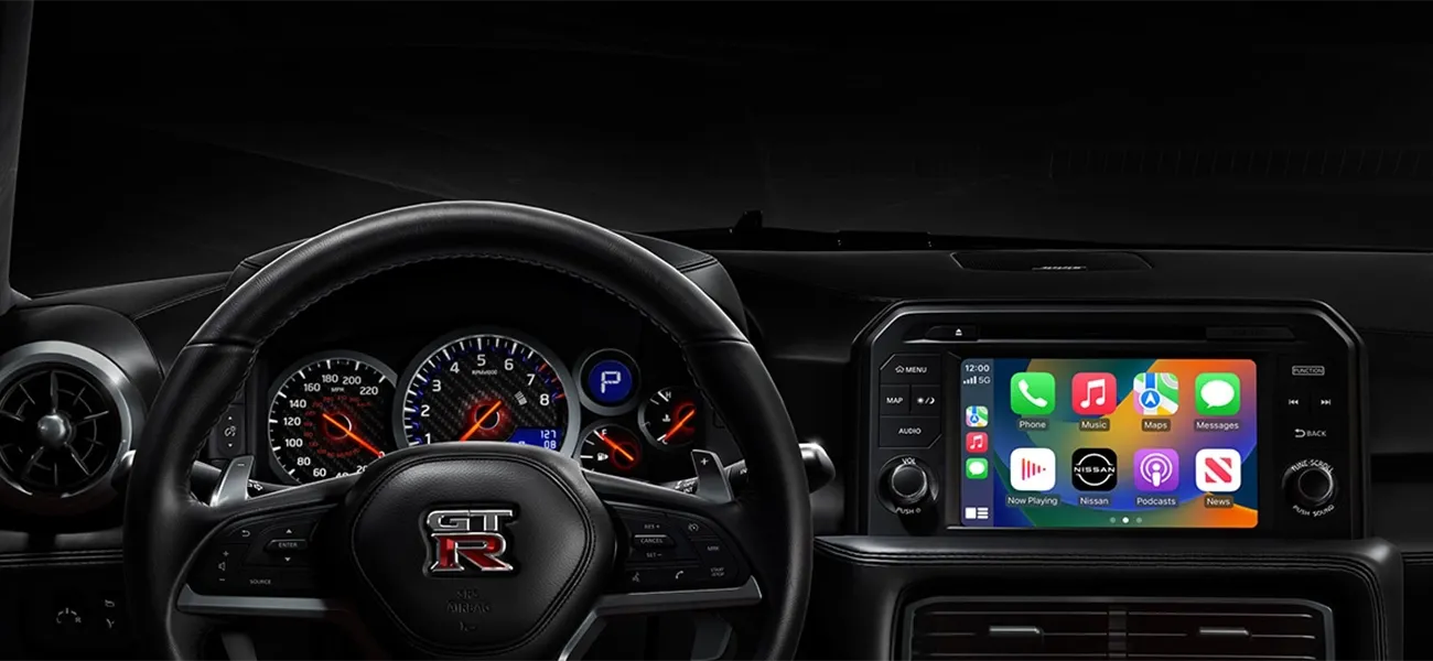 GT-R dashboard with connected phone