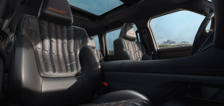 2025 Nissan Armada interior seat detail showing quilted seats and tailored stitching