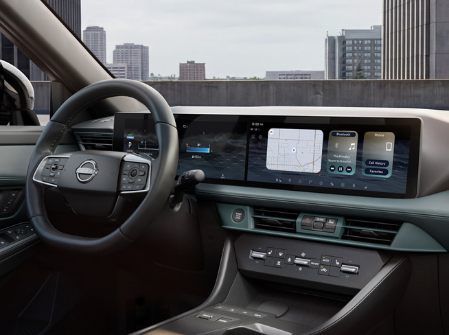 Nissan dashboard display and infotainment controls