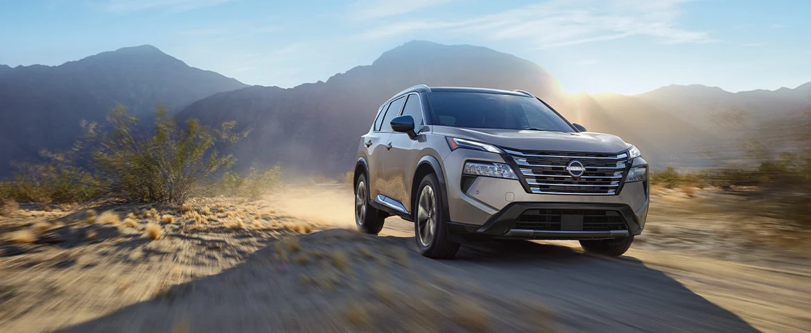 Rogue driving through mountain landscape