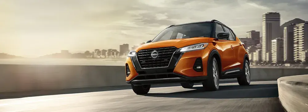 Orange Kicks exterior on road